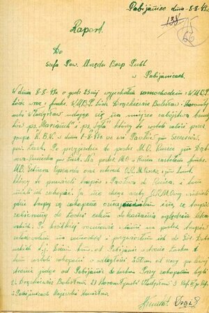 Raport do Szefa PUBP w Pabianicach z 8 VIII 1949 r.
(Archiwum IPN w Łodzi, Akta WUBP w Łodzi, sygn. pf 10/745, k. 15)