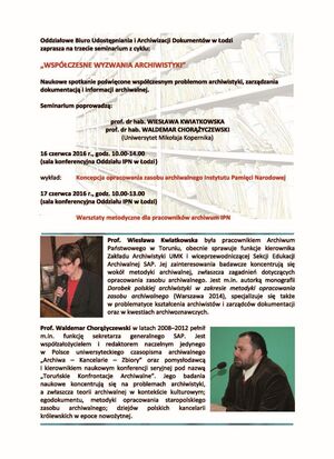 Plakat III edycja spotkań seminaryjno-warsztatowych z cyklu „Współczesne wyzwania archiwistyki” 