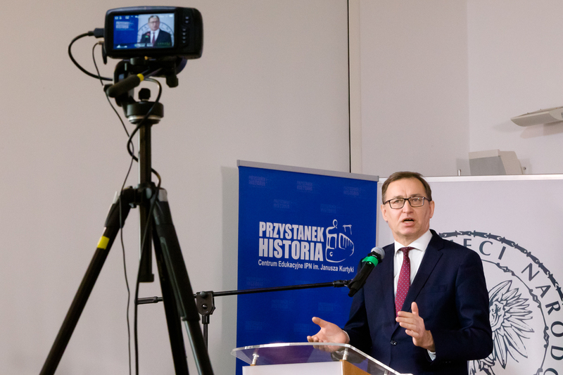 Konferencja prasowa online z udziałem prezesa IPN dr. Jarosława Szarka dotycząca nowego portalu IPN edukacja.ipn.gov.pl – 26 marca 2020. Fot. Sławek Kasper (IPN)