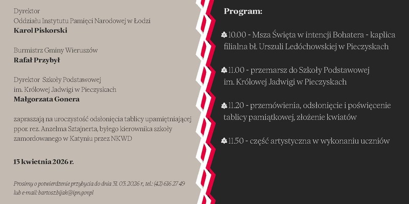Odsłonięcie tablicy pamiątkowej - Pieczyska, 13 kwietnia 2026 r.