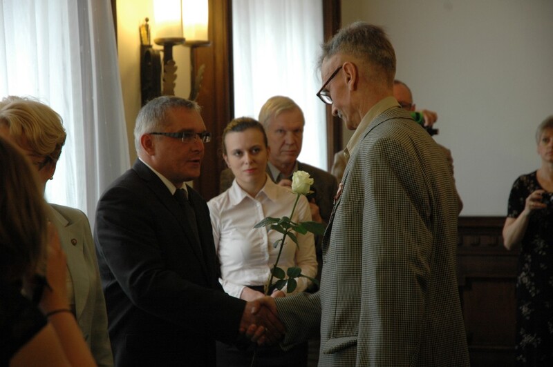 Wojewoda Łódzki Jolanta Chełmińska i Marek Drużka, dyrektor Oddziału IPN w Łodzi