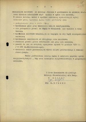 Meldunek o sytuacji na terenie Łodzi z dnia 14 lutego 1971 r. (sygn. AIPN Ld 0122/504, s. 28)