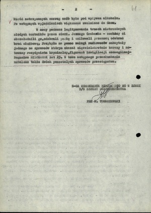 Meldunek o sytuacji na terenie Łodzi z dnia 16 lutego 1971 r. (sygn. AIPN Ld 0122/504, s. 61)