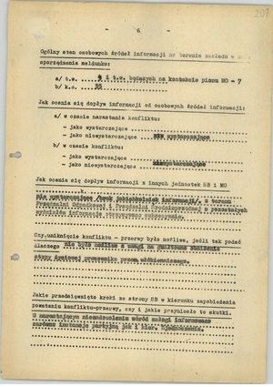 Ankieta dotycząca strajku w Zakładach Przemysłu Bawełnianego im.  „J. Marchlewskiego”, b.d. (sygn. AIPN Ld pf 10/749 t. 2, k. 207)