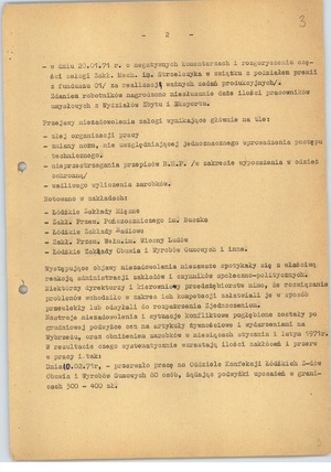 Wstępna ocena sytuacji polityczno-operacyjnej w zakładach gospodarki narodowej i niektórych środowiskach miasta Łodzi z dnia 19 lutego 1971 r., k. 2 (sygn. AIPN Ld pf 10/987, k. 3)