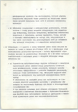 Polityczno-operacyjna ocena wydarzeń w Łodzi z 10 marca 1971 r., k. 22 (sygn. AIPN Ld pf 10/987, k. 38)