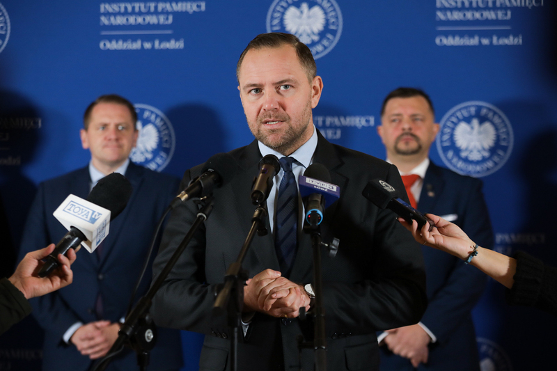Briefing prasowy Prezesa IPN dr. Karola Nawrockiego – Łódź, 27 listopada 2023 r. Fot. Mikołaj Bujak (IPN)